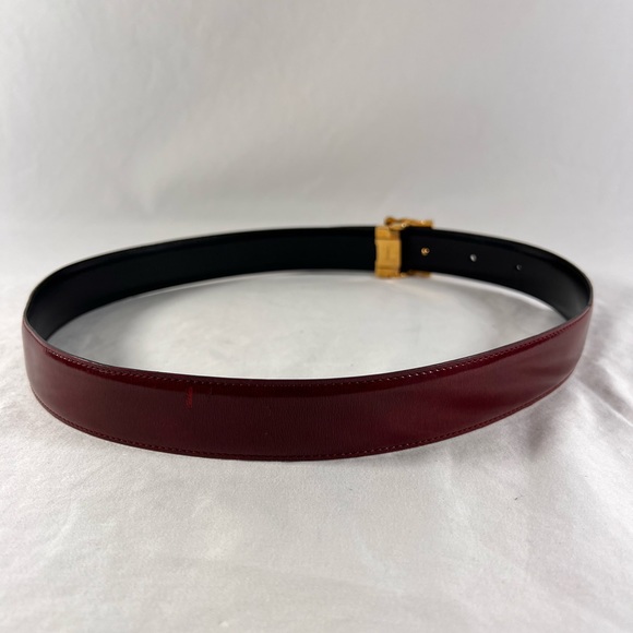 CARTIER Paris Burgundy and Black Leather Reversible Logo Belt Woman 28"/ 31" - Picture 3 of 10